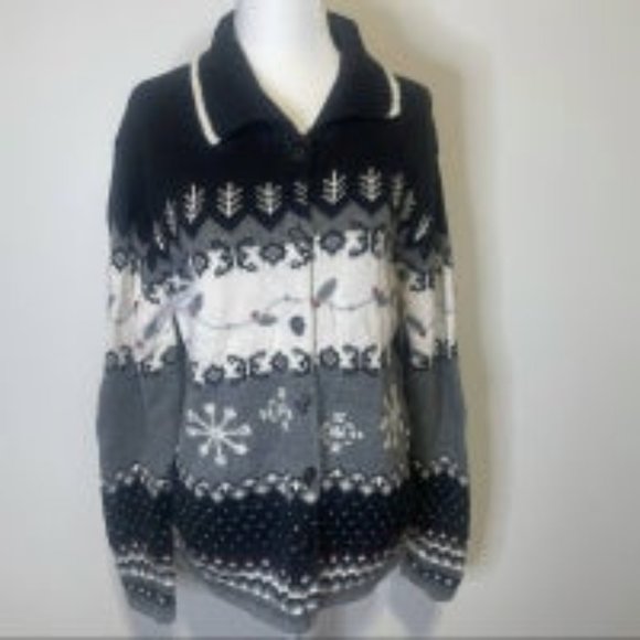 Sweaters - Holiday Lodge by Northcrest Snowflake Ugly Christmas Sweater size Large